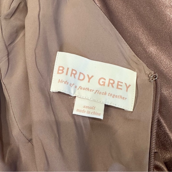 New Birdy Grey Dark Mauve Jay Shiny Satin Maxi Dress - Picture 7 of 8